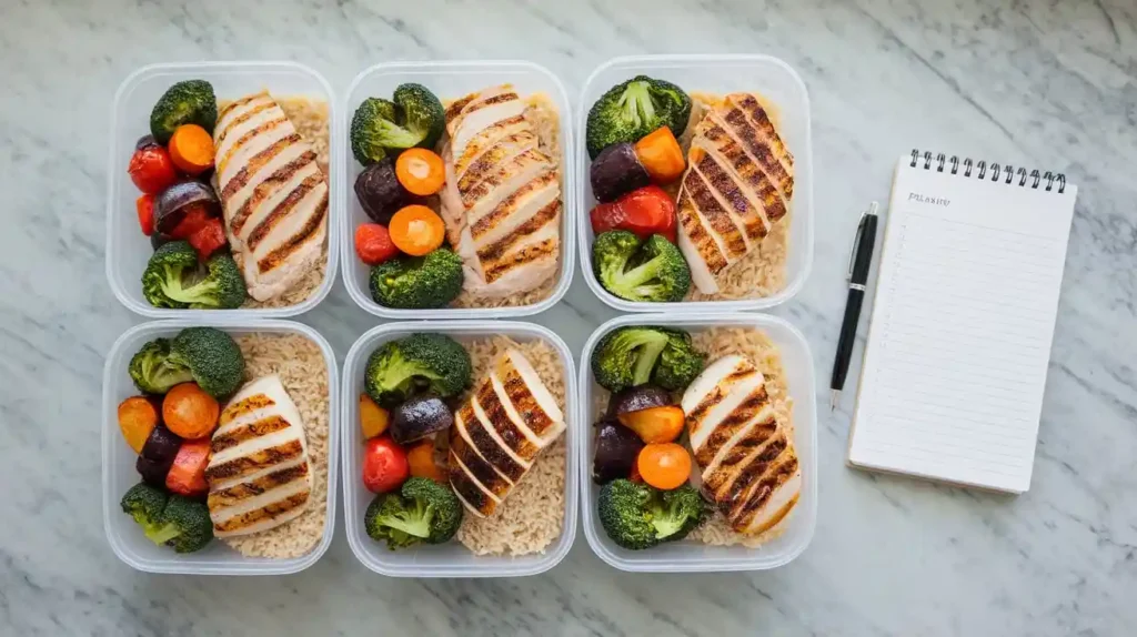 Organized meal prep containers for a 1000 calorie a day diet