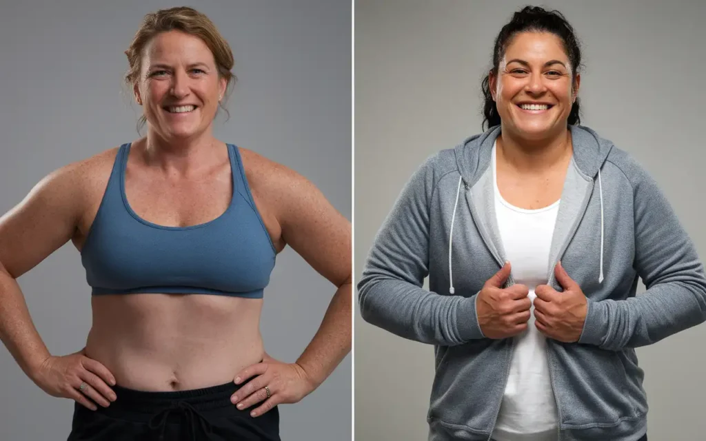 Before and after photos of a person who achieved weight loss with the 14 day diet