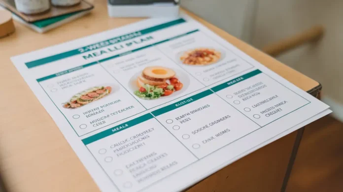 A detailed meal plan layout for the 2 week pre bariatric surgery diet