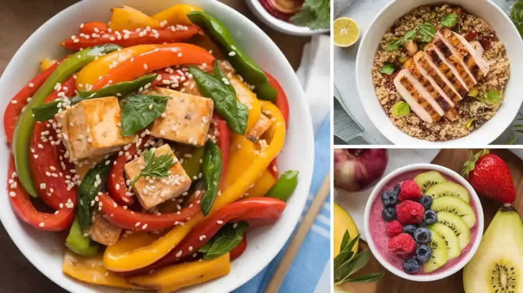 Delicious recipes showcasing variety for week two of a 21 day anti-inflammatory diet meal plan.