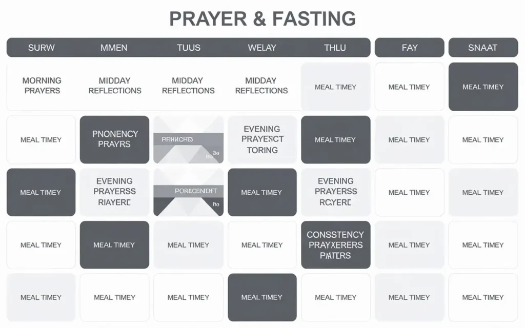 Daily schedule for 21 days of prayer and fasting to maintain consistency