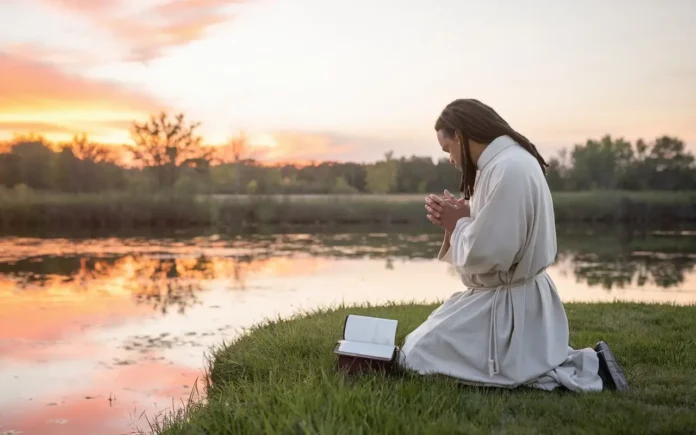 A serene prayer scene symbolizing the 21 days of prayer and fasting guide