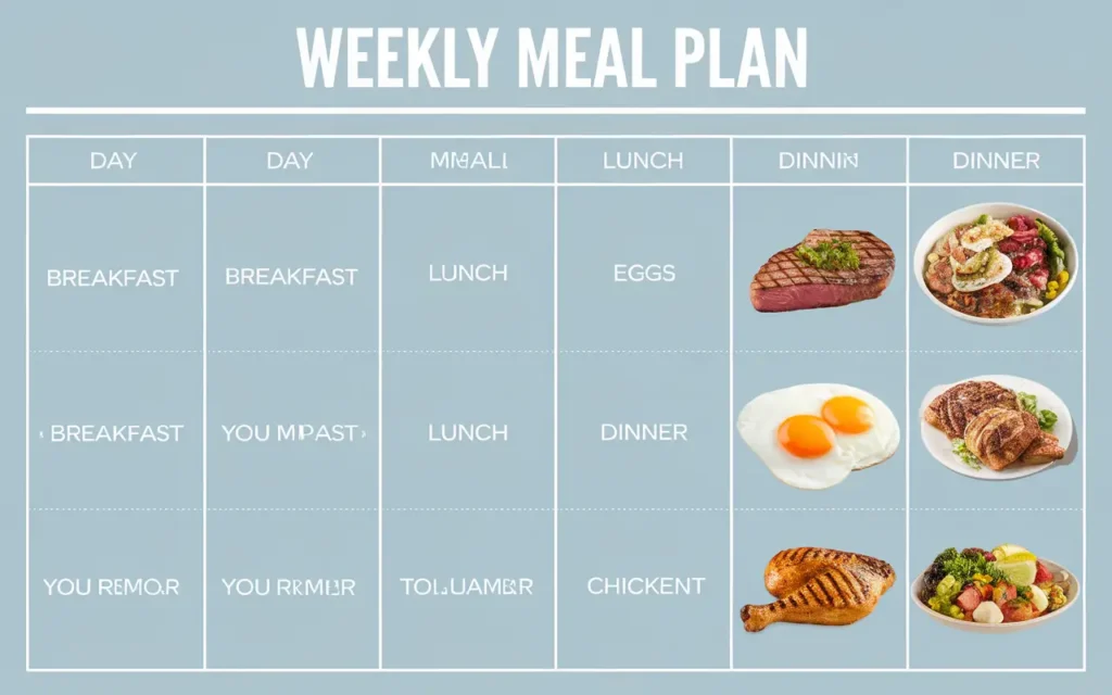 A detailed 7-day beginner carnivore diet meal plan.
