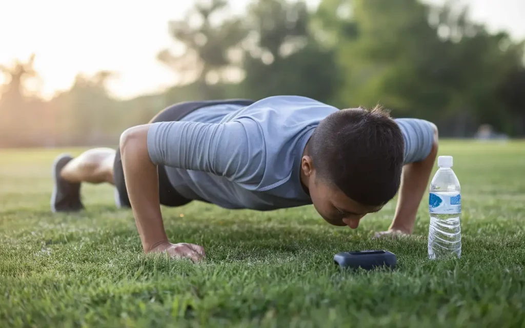 A person performing an outdoor workout as part of the 75 Hard Diet Plan