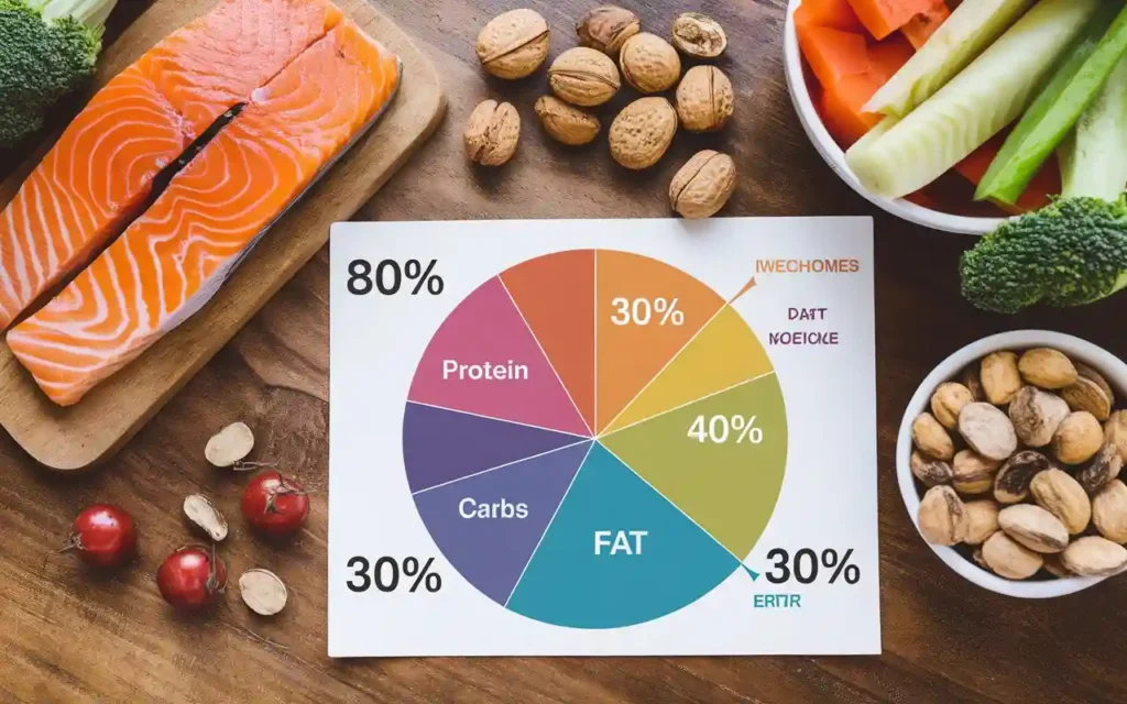 Visual chart of macronutrient breakdown for the 800 calorie diet plan