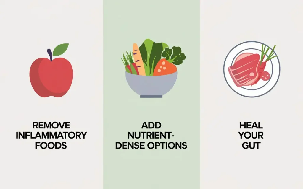 A chart showcasing the basic principles of the AIP diet plan