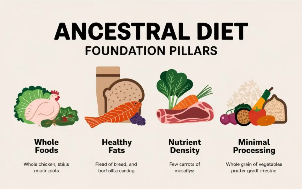 Ancestral diet core principles focusing on whole foods