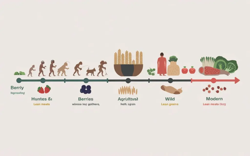 Ancestral diet history timeline showcasing evolutionary eating