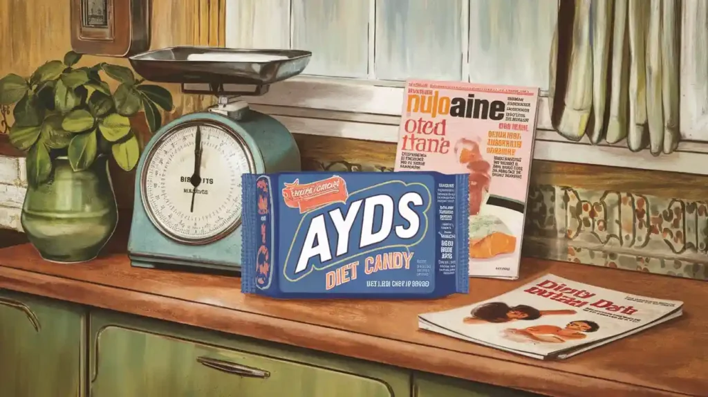 Vintage Ayds Diet Candy packaging showing its original design