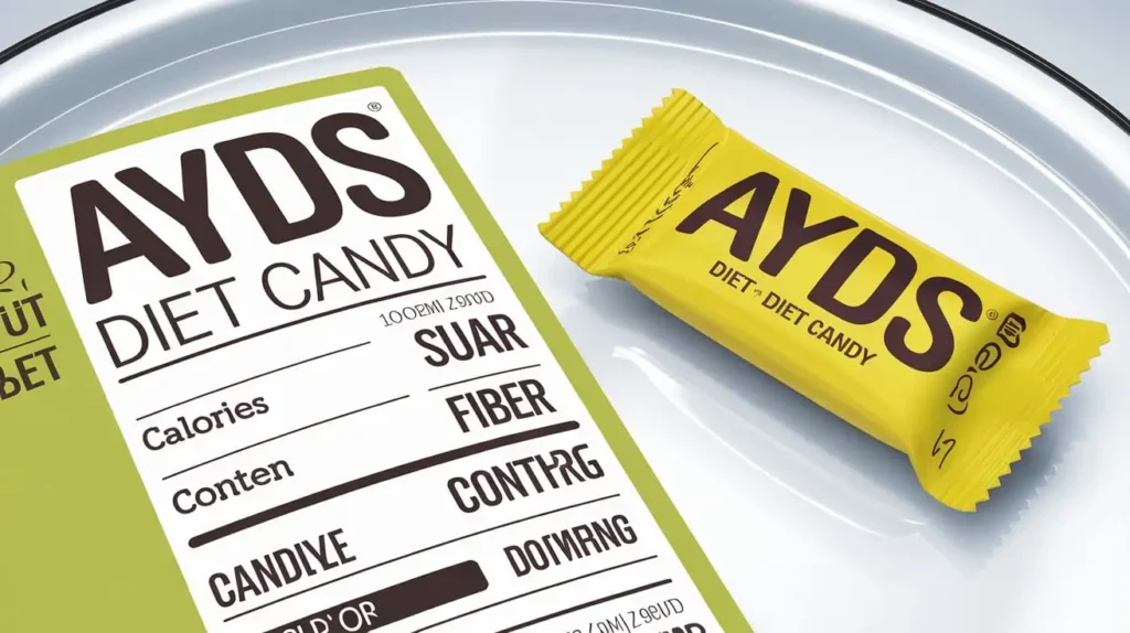 Nutritional label of Ayds Diet Candy highlighting low calories