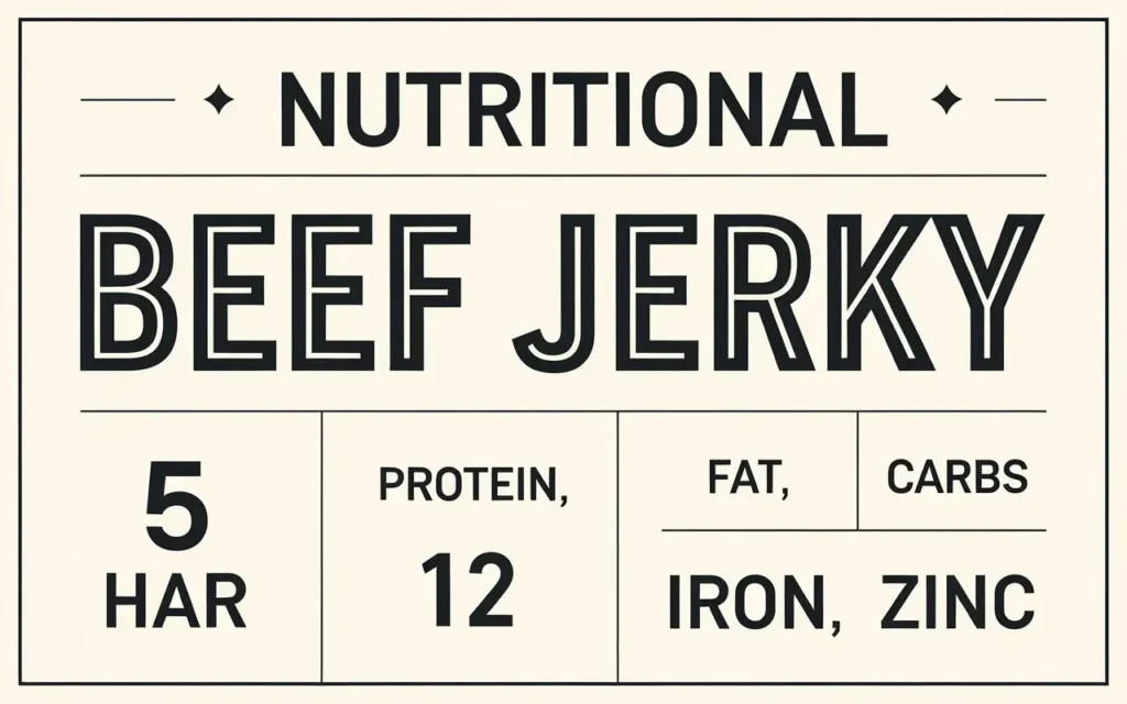 Nutritional breakdown of beef jerky, highlighting protein, fats, and essential vitamins for the carnivore diet