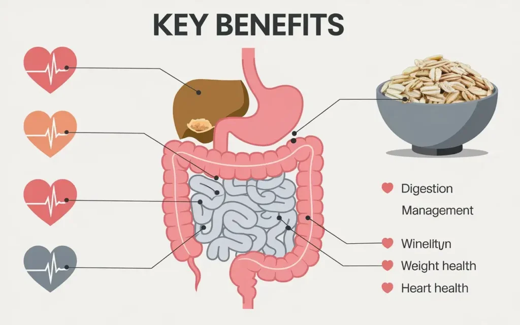 Infographic showcasing the health benefits of a high fiber diet, such as improved digestion and heart health