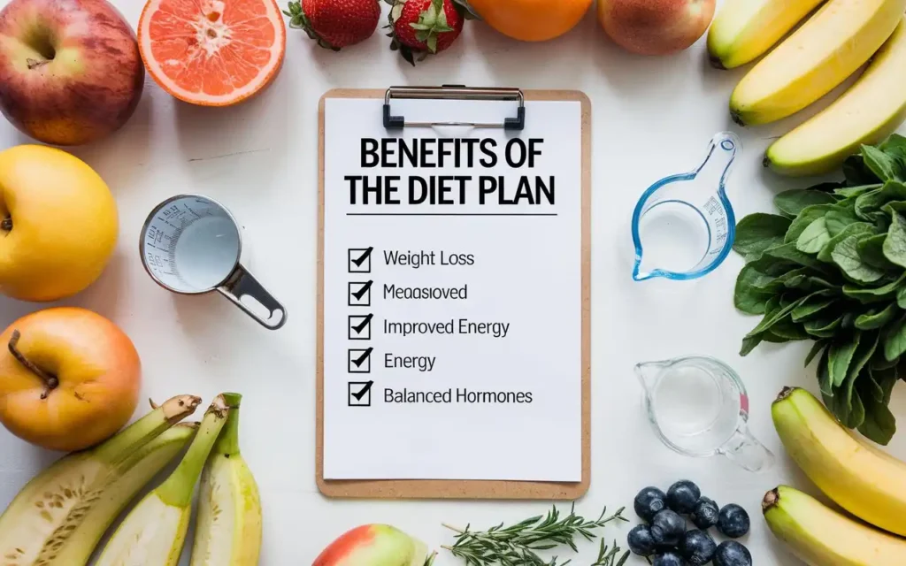 A checklist highlighting the benefits of the menopause diet 5 day plan to lose weight.