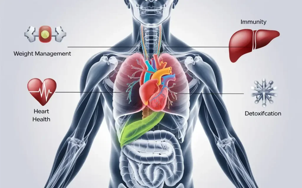 Illustration of health benefits from Ramadan fasting