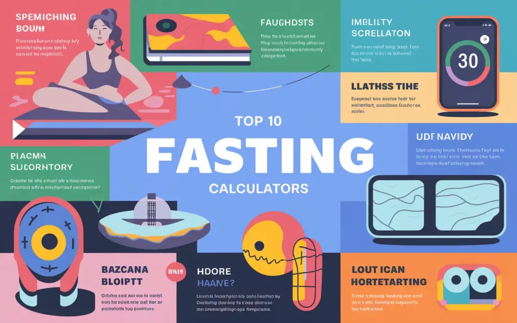 A ranked list of top 10 best free fasting calculators with colorful icons and descriptions