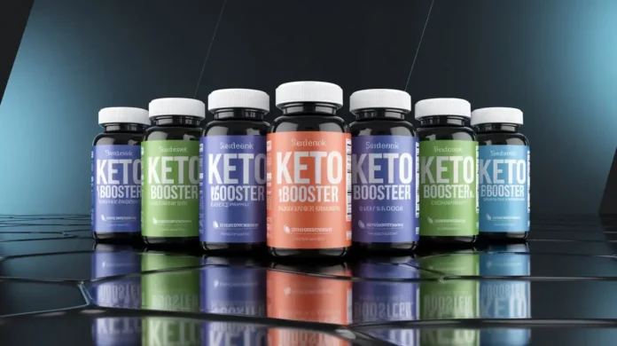 A collection of best keto diet pills with a sleek, modern design and ingredient highlights.