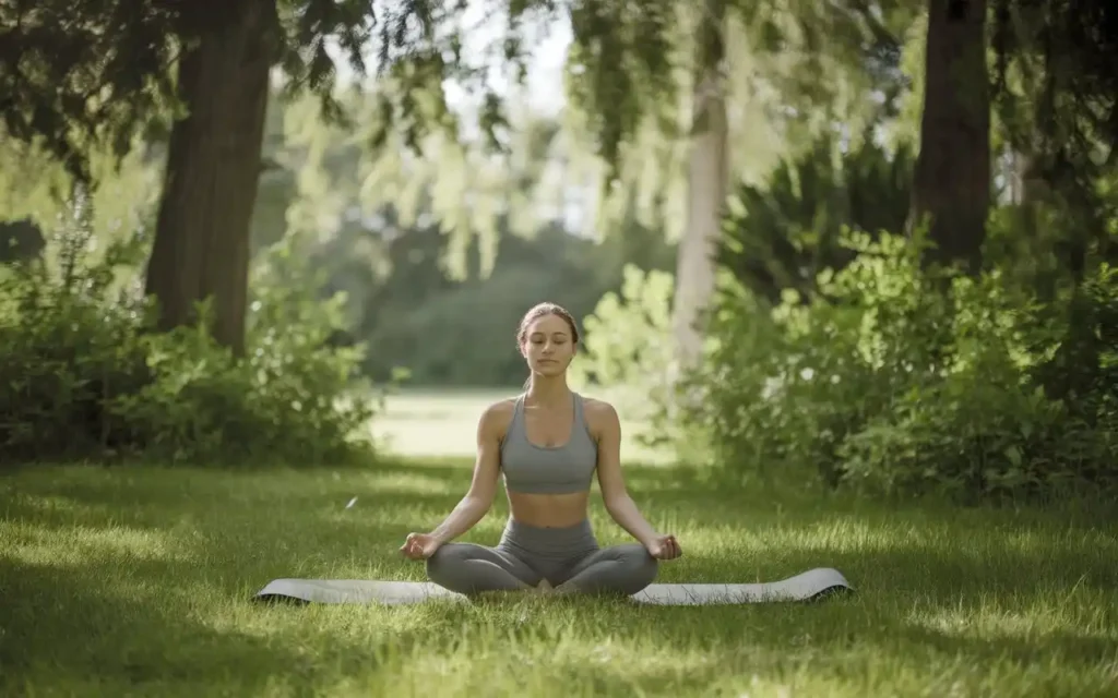 A woman practicing yoga, symbolizing hormonal balance achieved through the 30-day carnivore diet.