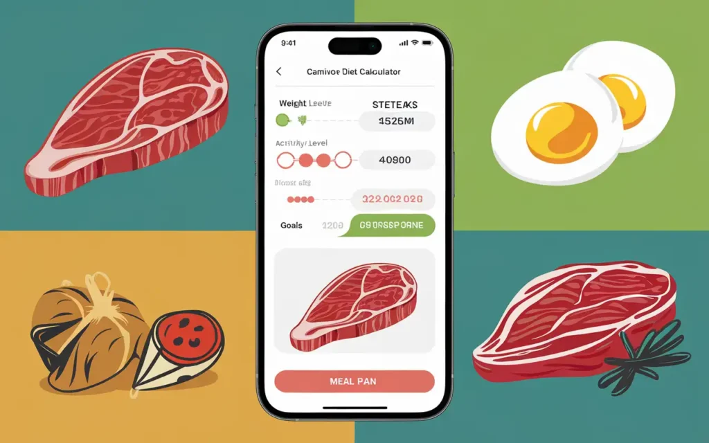 A carnivore diet calculator in action with personalized meal data.
