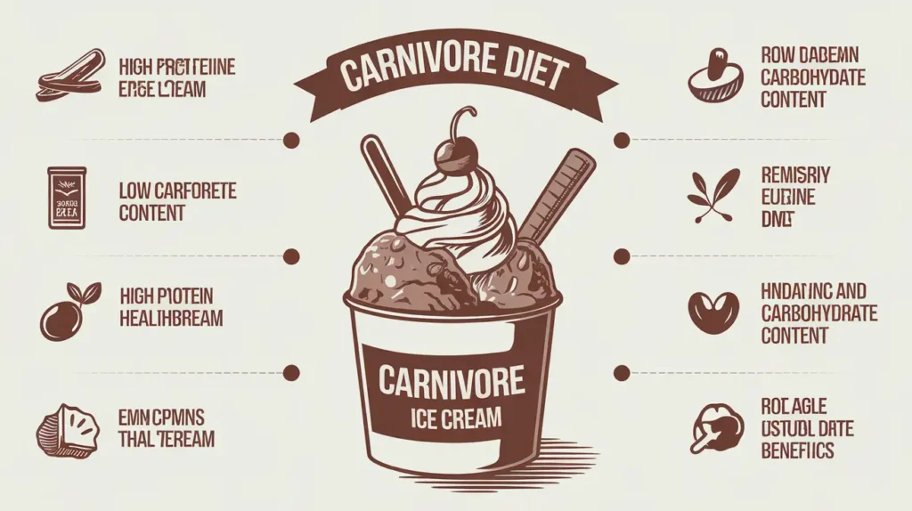 Nutritional chart highlighting the benefits of carnivore diet ice cream.