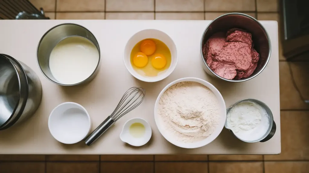 Ingredients for carnivore diet ice cream laid out on a kitchen counter