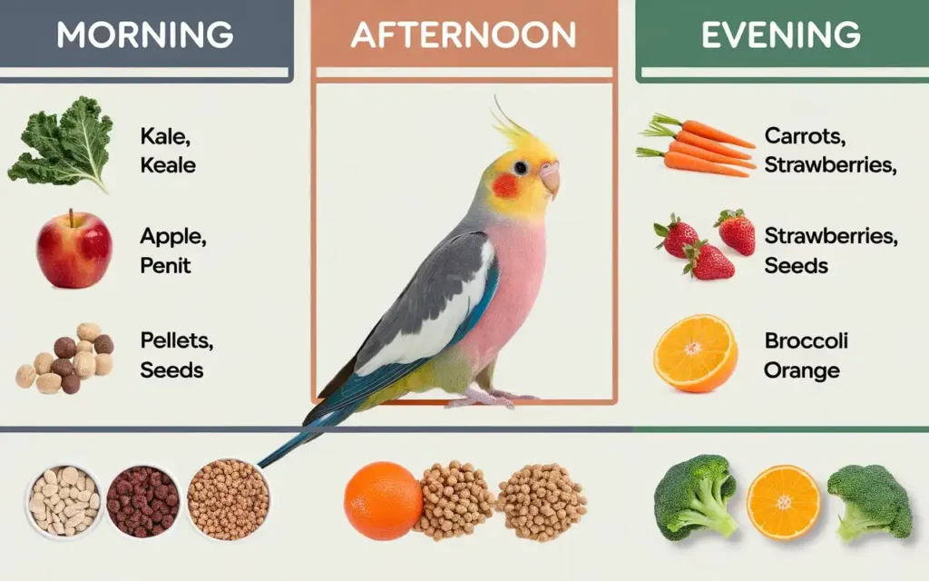 Sample meal plan for a cockatiel's balanced diet