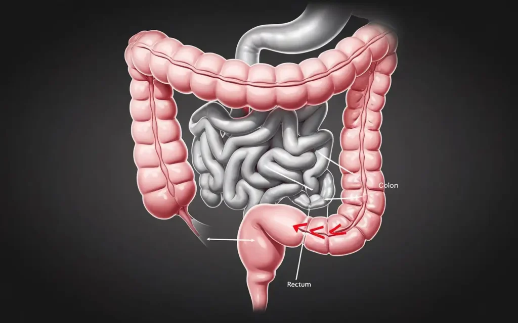 Diagram explaining the impact of colon resection on digestion and nutrient absorption