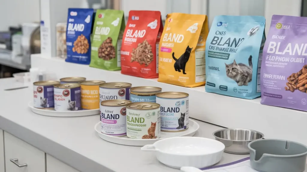 Top commercial bland diet options for cats in packaging