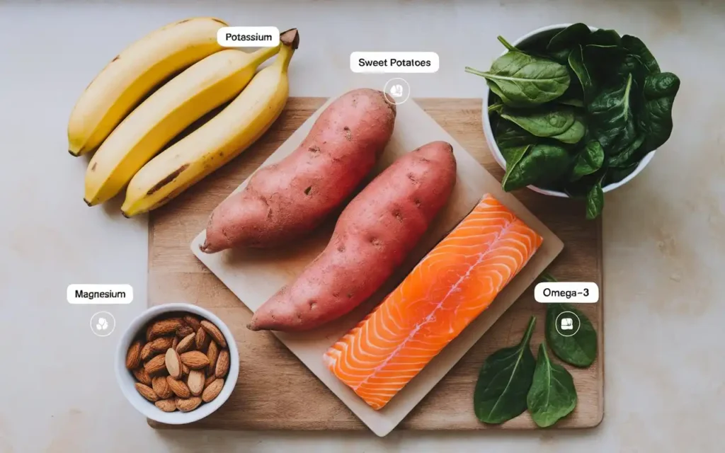 Key nutrients for a congestive heart failure diet, including potassium-rich foods