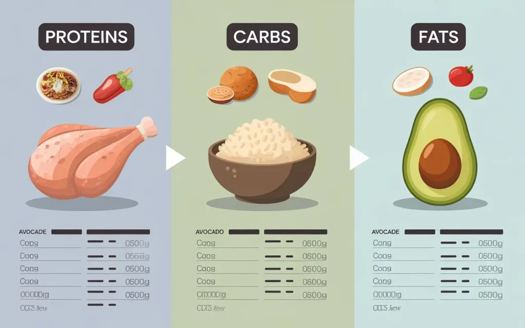 Macronutrients for a CrossFit diet, displayed as proteins, carbs, and fats