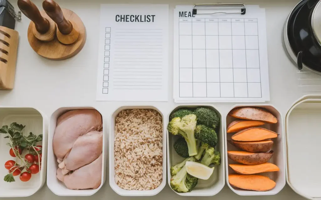 Meal prep containers filled with CrossFit diet meals