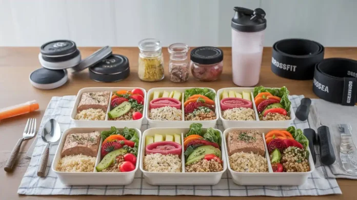 Athletic meal prep for CrossFit diet plan with balanced macronutrients