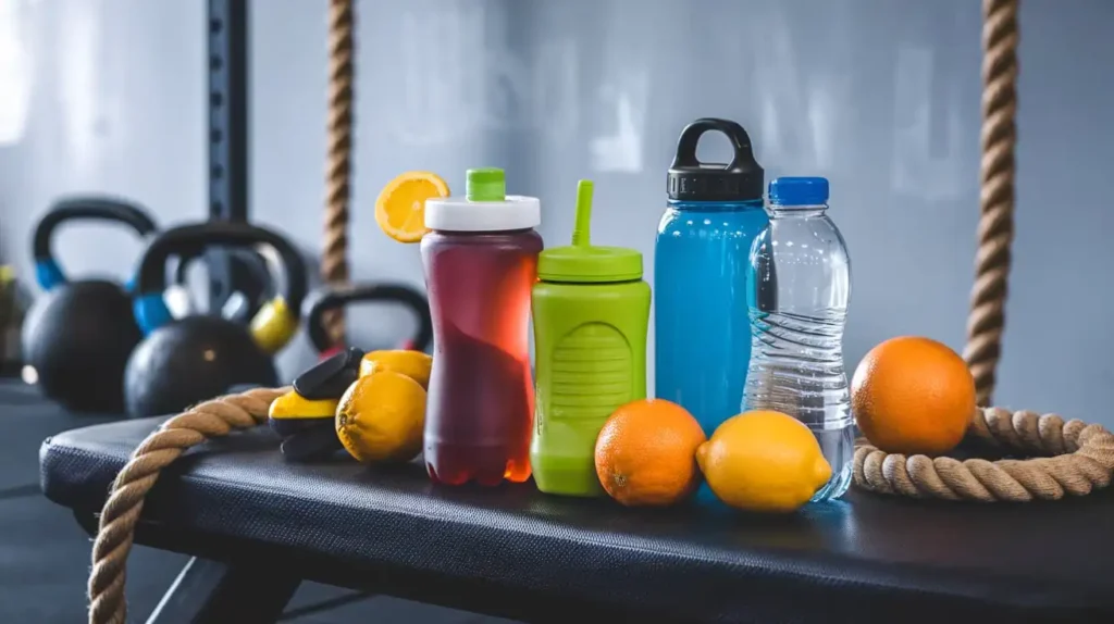 Electrolyte drinks and water bottles for CrossFit diet hydration