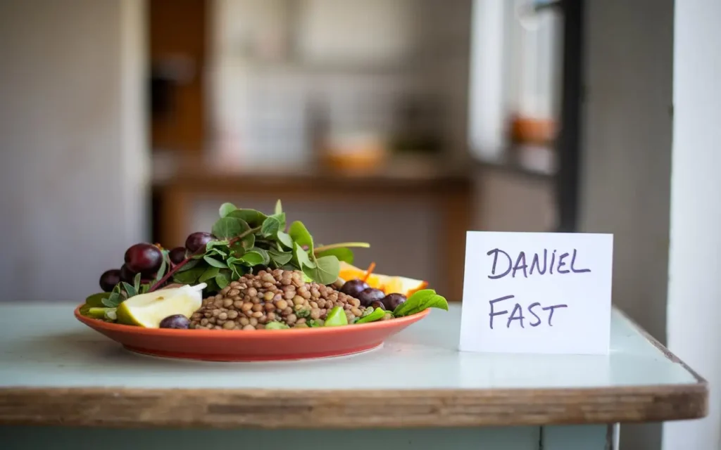 A plant-based meal representing the Daniel fast.
