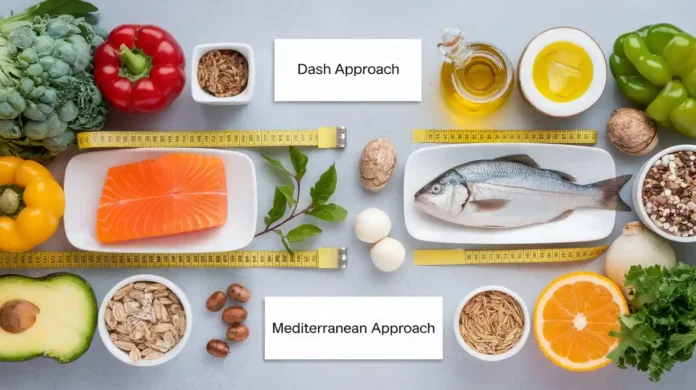 DASH vs Mediterranean Diet guide with healthy food choices