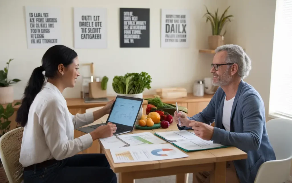 A nutritionist consulting with a client at a diet clinic in Fort Payne