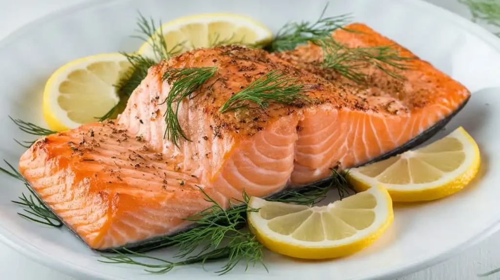 Baked salmon fillet with herbs for the Dukan Diet
