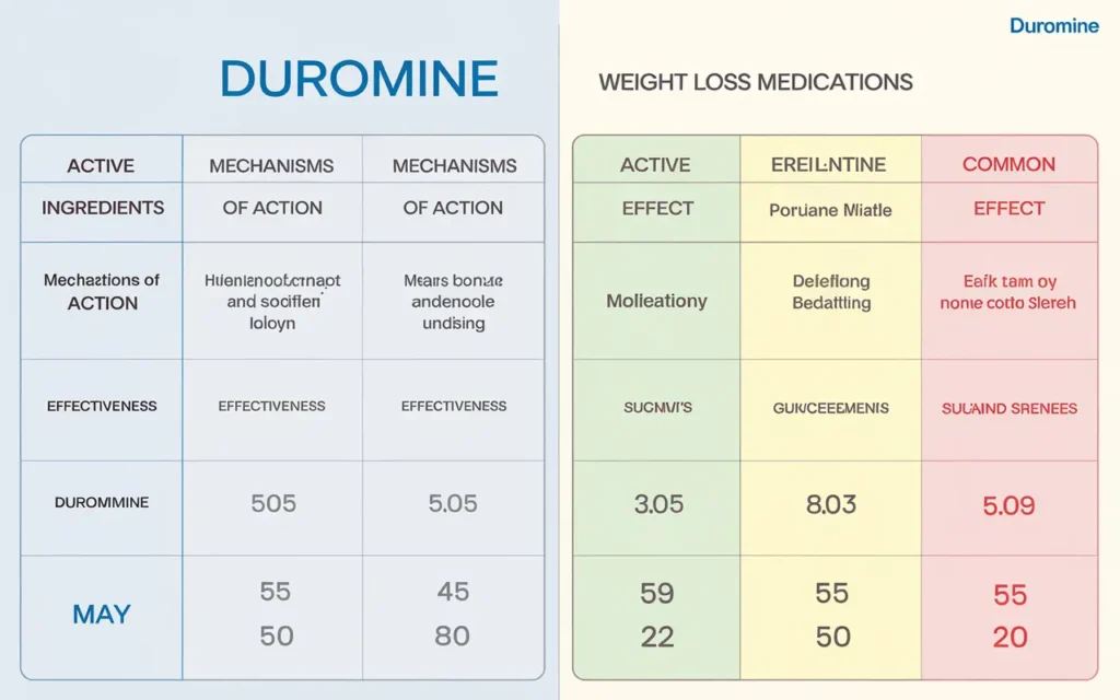 Comparison of Duromine with other weight loss medications