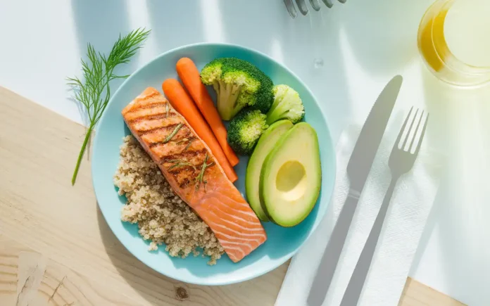 A colorful plate of balanced, nutrient-rich foods representing eat to beat your diet principles