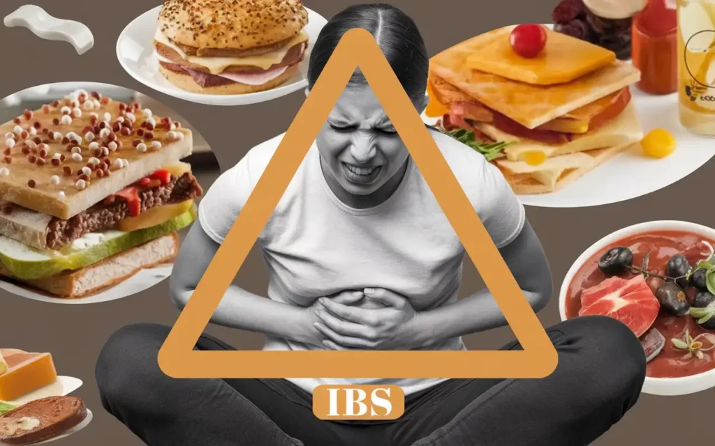 Warning sign with fasting and IBS risks, highlighting potential dangers.
