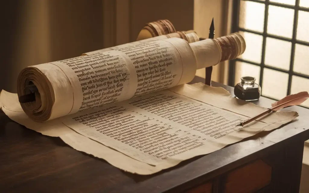 An ancient scroll depicting Old Testament fasting and prayer verses