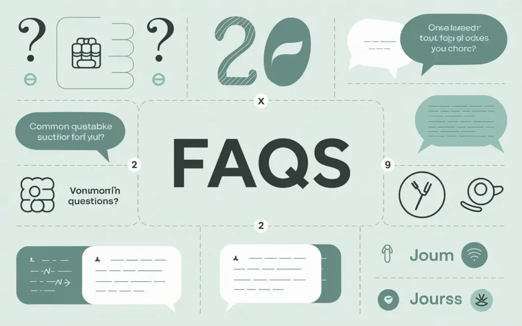 Fasting for 20 hours FAQs with question marks and icons