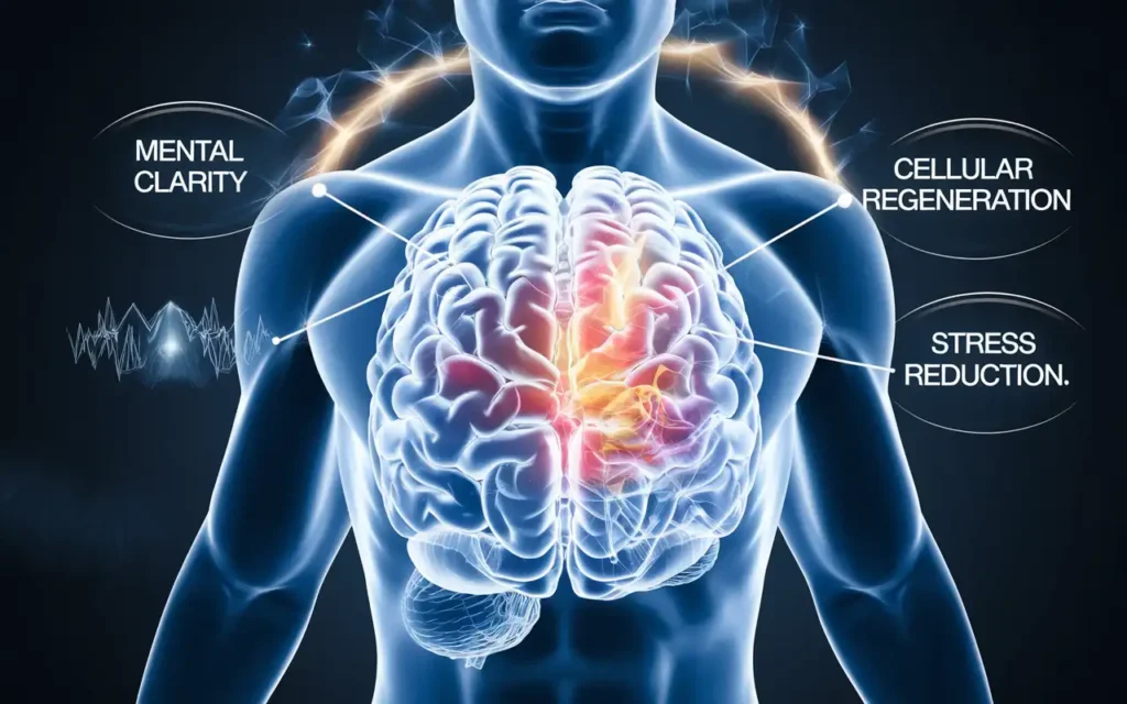 A graphic showing the benefits of fasting for breakthrough and deliverance on the mind and body.