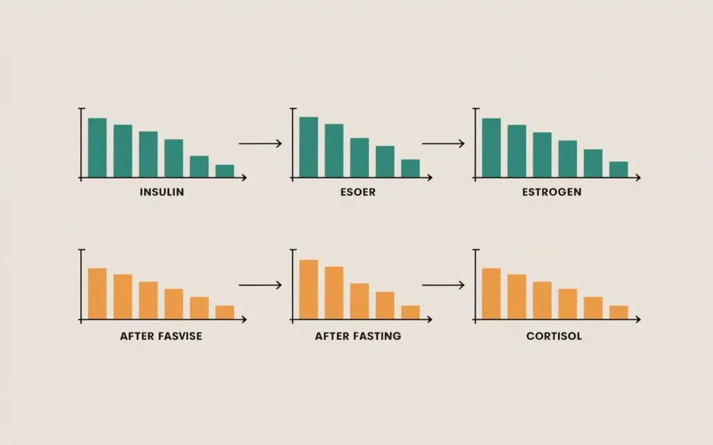 Diagram of hormone balance during fasting for women over 40