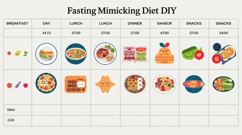 Sample meal plan for Fasting Mimicking Diet DIY
