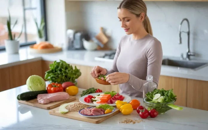 Fasting PCOS: A woman preparing a healthy meal for PCOS management.