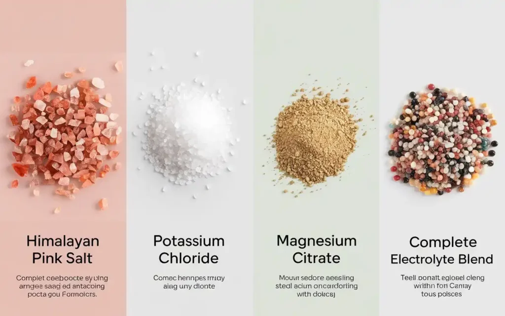 A comparison chart showing different types of fasting salts.
