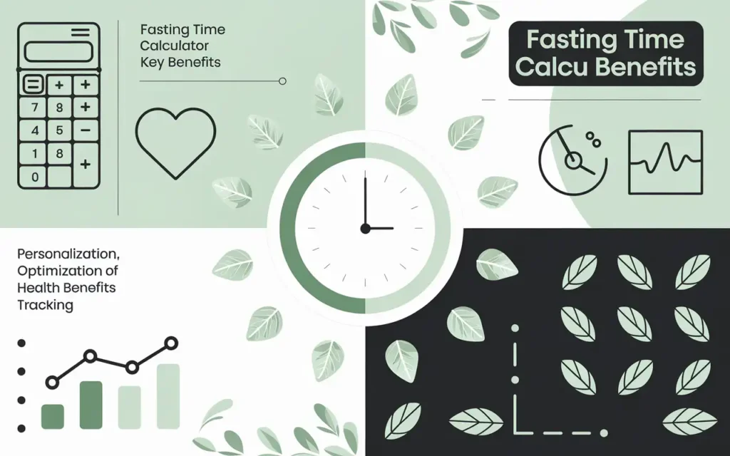 Infographic illustrating benefits of a fasting time calculator