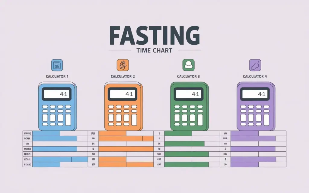 Comparison chart of different fasting time calculators