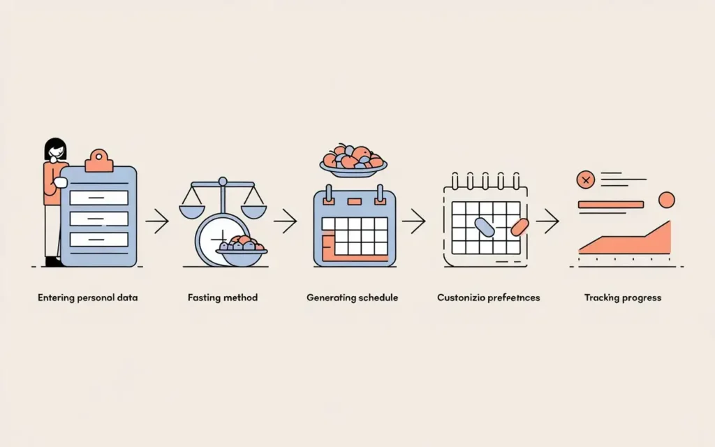 Illustrated step-by-step guide for using a fasting time calculator