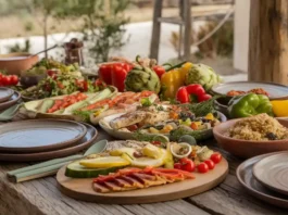 Delicious spread of gluten free Mediterranean diet meals